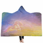 Hooded Blanket with sherpa fleece - Blush of Dusk