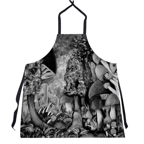 Apron - Mushroom Forest - Black and White
