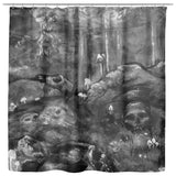 Shower Curtain - Skulls - Black and White