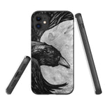iPhone Case with card space - Raven - Black and White